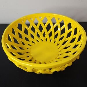 Yellow Decorative Ceramic Lattice Bowl - Home Accents